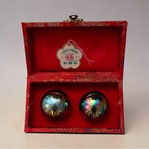 Decorative Red Box with Colorful Baoding Balls